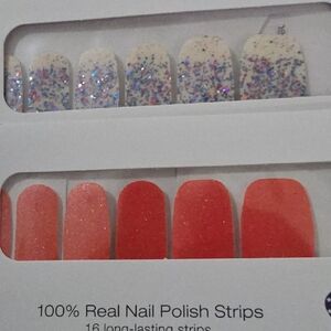 Color Street Coral Ombre & Multicolor Glitter Nail Strips